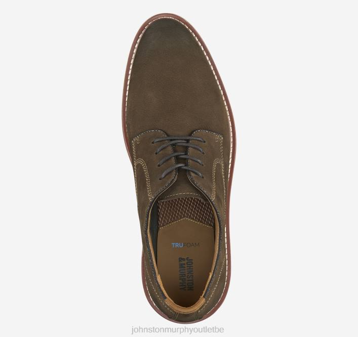 Johnston & Murphy Hommes upton bout uni TXRN97 chaussures nubuck marron foncé