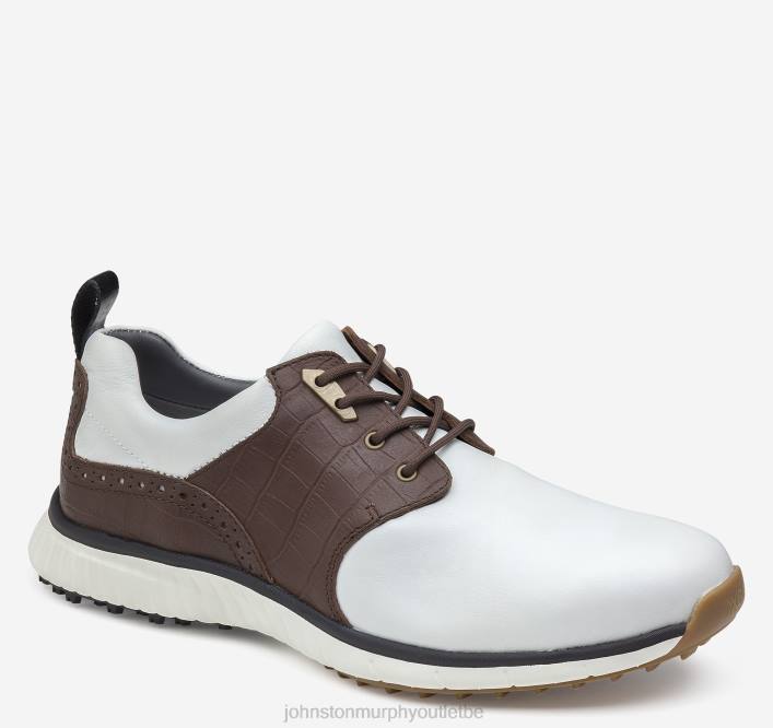 Johnston & Murphy Hommes selle hybride xc4 h2-luxe TXRN364 chaussures blanc/acajou pleine fleur gaufré croco