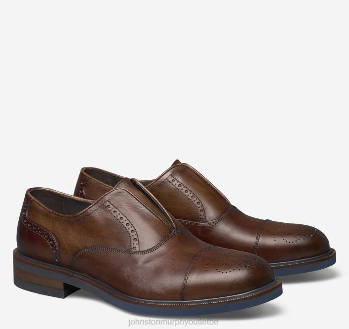Johnston & Murphy Hommes Hartley sans lacets à bout renforcé TXRN370 chaussures cuir de veau italien marron