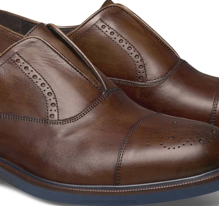 Johnston & Murphy Hommes Hartley sans lacets à bout renforcé TXRN370 chaussures cuir de veau italien marron