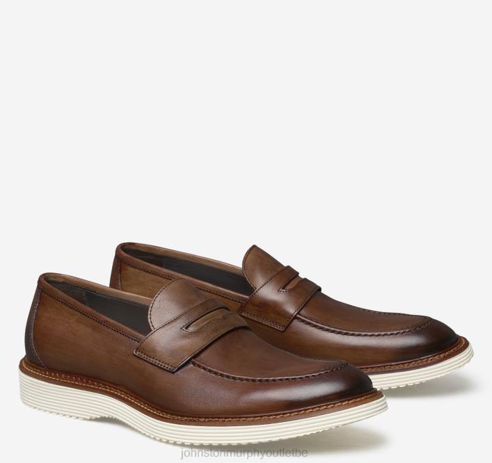 Johnston & Murphy Hommes Jameson Penny TXRN313 chaussures cuir de veau italien marron