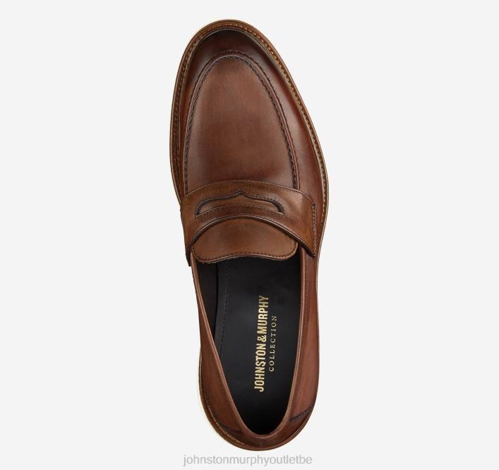 Johnston & Murphy Hommes Jameson Penny TXRN313 chaussures cuir de veau italien marron