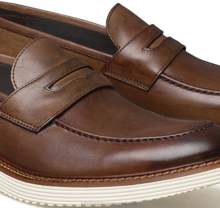 Johnston & Murphy Hommes Jameson Penny TXRN313 chaussures cuir de veau italien marron