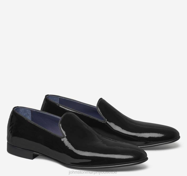 Johnston & Murphy Hommes Kinser à enfiler TXRN391 chaussures cuir de veau verni italien noir