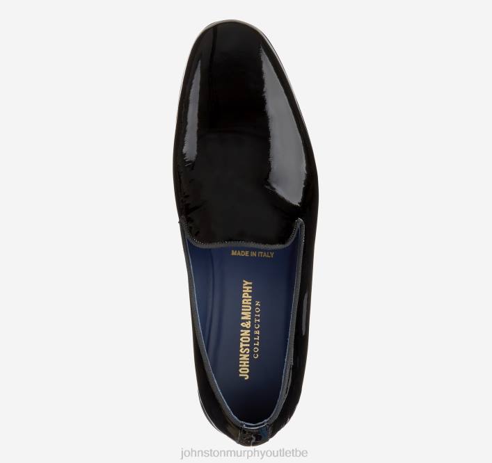 Johnston & Murphy Hommes Kinser à enfiler TXRN391 chaussures cuir de veau verni italien noir