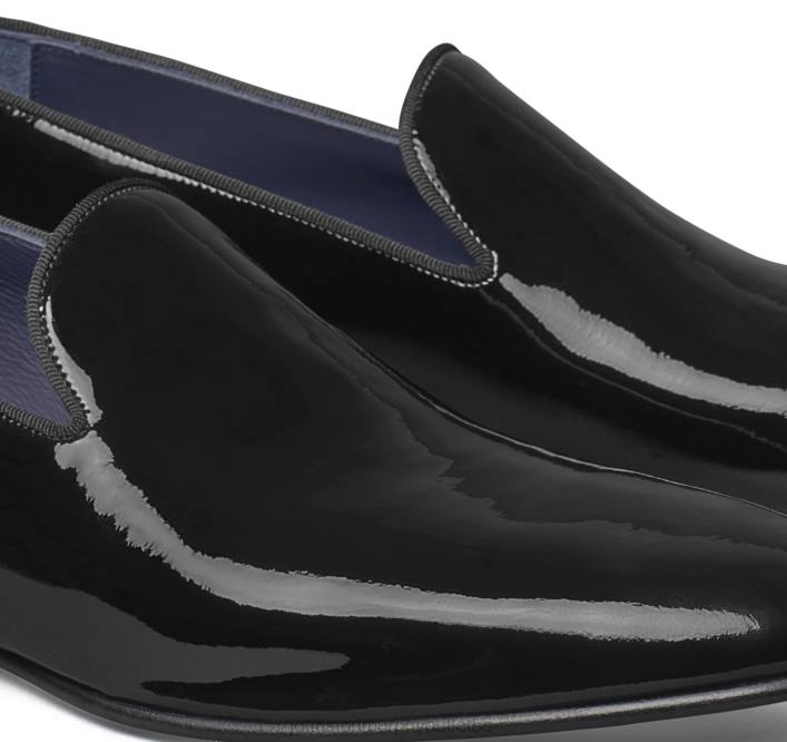 Johnston & Murphy Hommes Kinser à enfiler TXRN391 chaussures cuir de veau verni italien noir