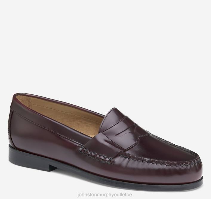 Johnston & Murphy Hommes Penny Hayes TXRN163 chaussures cuir brossé bordeaux