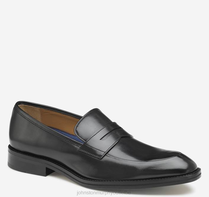 Johnston & Murphy Hommes Penny Meade TXRN83 chaussures cuir de veau italien noir