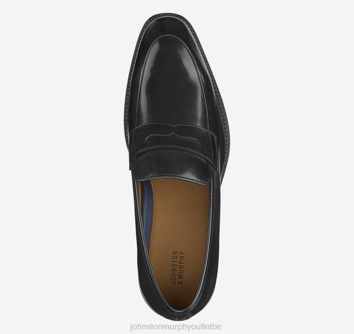 Johnston & Murphy Hommes Penny Meade TXRN83 chaussures cuir de veau italien noir