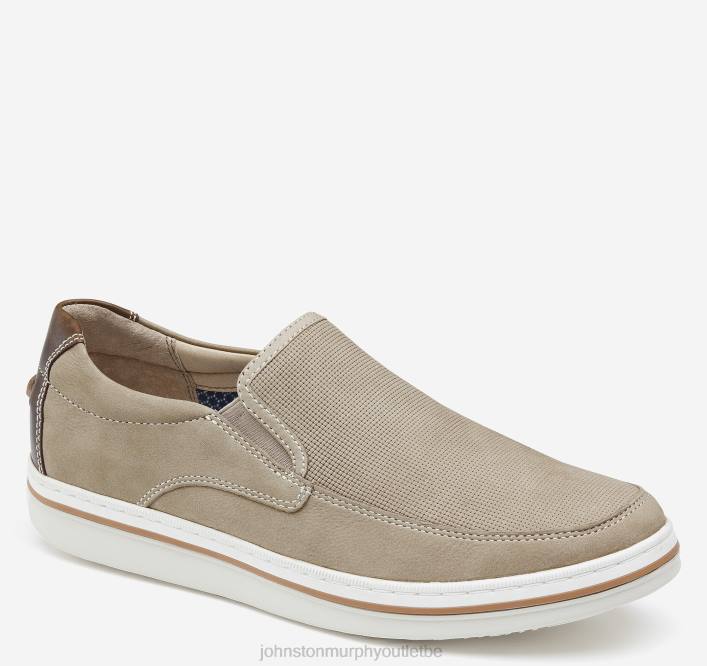 Johnston & Murphy Hommes bowling moc vénitien TXRN140 chaussures nubuck foulonné gaufré beige
