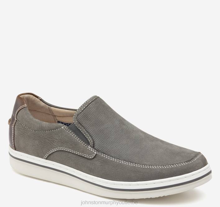 Johnston & Murphy Hommes bowling moc vénitien TXRN177 chaussures nubuck foulonné gaufré gris