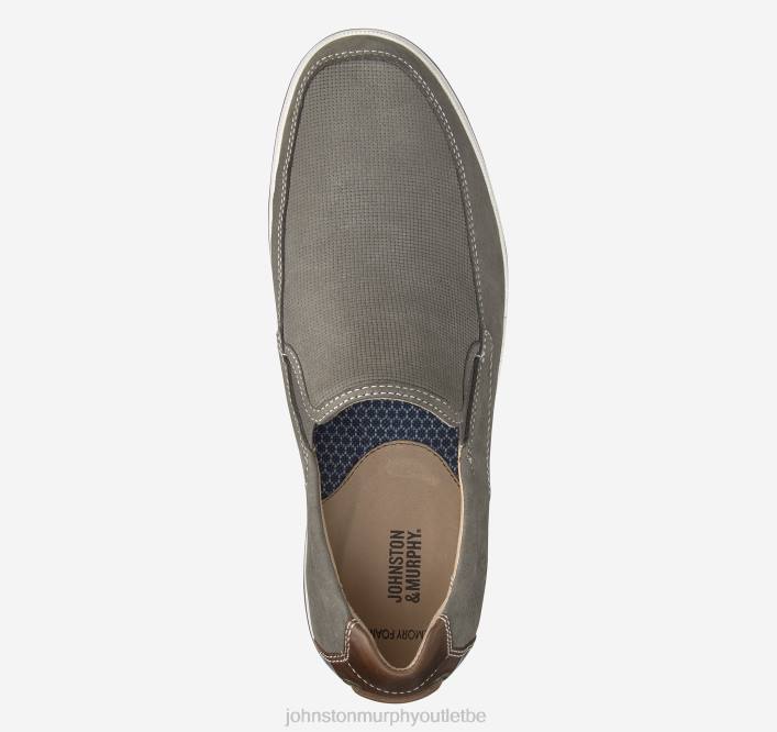Johnston & Murphy Hommes bowling moc vénitien TXRN177 chaussures nubuck foulonné gaufré gris