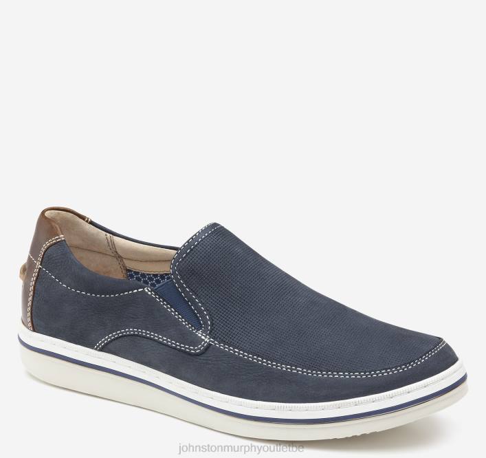 Johnston & Murphy Hommes bowling moc vénitien TXRN62 chaussures nubuck foulonné gaufré bleu marine