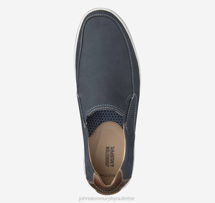 Johnston & Murphy Hommes bowling moc vénitien TXRN62 chaussures nubuck foulonné gaufré bleu marine