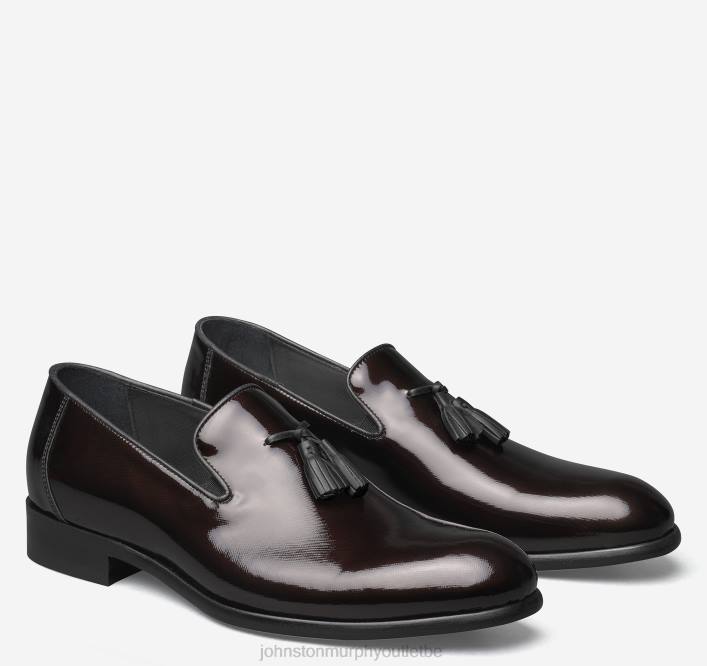 Johnston & Murphy Hommes chaussures à enfiler à pampilles highland TXRN366 chaussures vernis texturé italien bordeaux