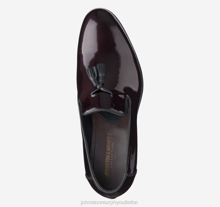 Johnston & Murphy Hommes chaussures à enfiler à pampilles highland TXRN366 chaussures vernis texturé italien bordeaux