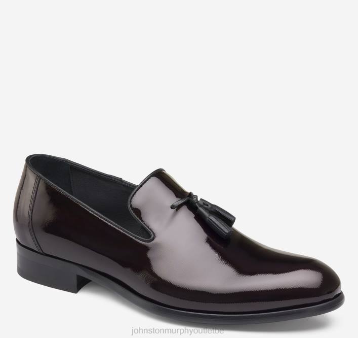 Johnston & Murphy Hommes chaussures à enfiler à pampilles highland TXRN366 chaussures vernis texturé italien bordeaux