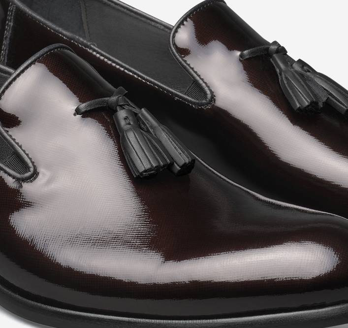 Johnston & Murphy Hommes chaussures à enfiler à pampilles highland TXRN366 chaussures vernis texturé italien bordeaux