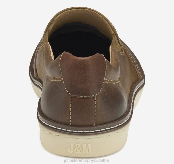 Johnston & Murphy Hommes chaussures à enfiler à tête de mort embossée mcguffey TXRN26 chaussures grains entiers huilés bruns