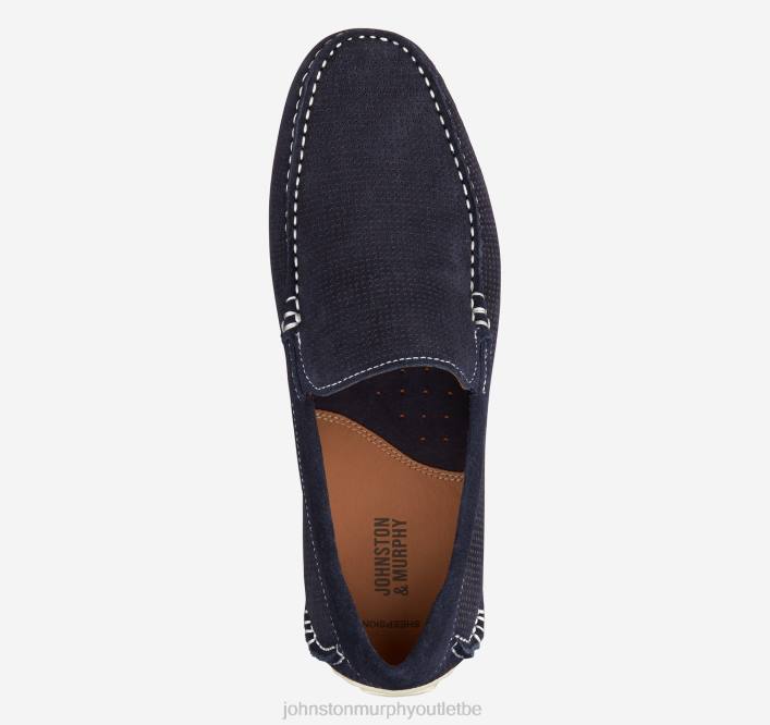 Johnston & Murphy Hommes cort vénitien TXRN146 chaussures daim perforé bleu marine