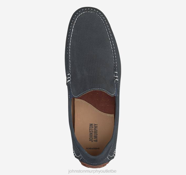 Johnston & Murphy Hommes cort vénitien TXRN213 chaussures nubuck perforé bleu marine