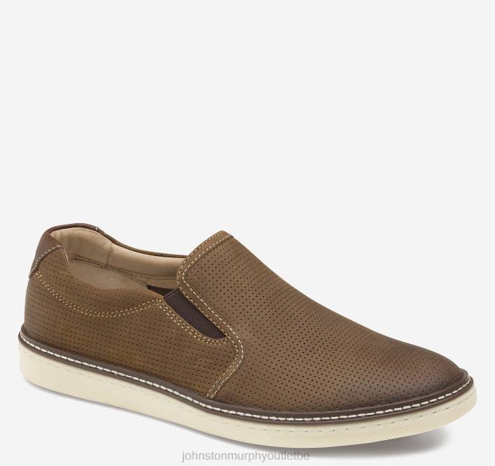 Johnston & Murphy Hommes mcguffey à enfiler TXRN39 chaussures cuir huilé perforé beige
