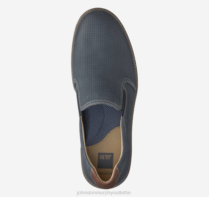 Johnston & Murphy Hommes mcguffey à enfiler TXRN51 chaussures cuir huilé perforé bleu marine