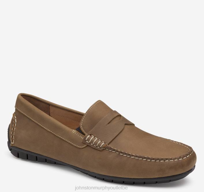 Johnston & Murphy Hommes penny cort TXRN175 chaussures grains entiers huilés beiges
