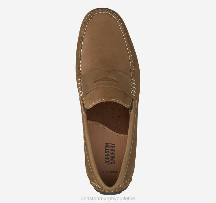 Johnston & Murphy Hommes penny cort TXRN175 chaussures grains entiers huilés beiges