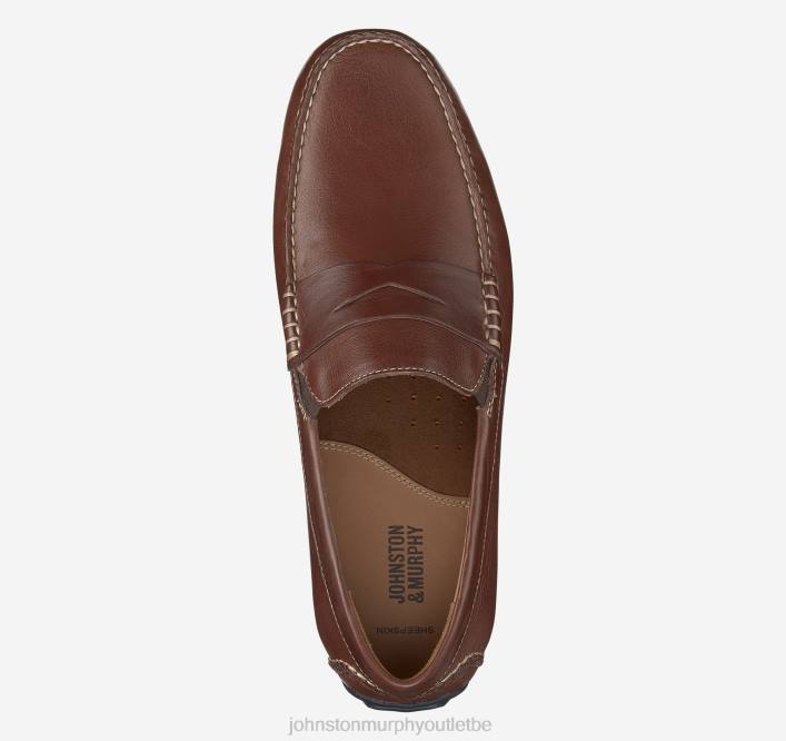 Johnston & Murphy Hommes penny cort TXRN19 chaussures acajou pleine fleur
