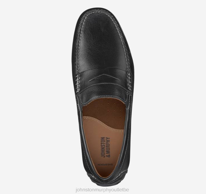 Johnston & Murphy Hommes penny cort TXRN22 chaussures noir pleine fleur