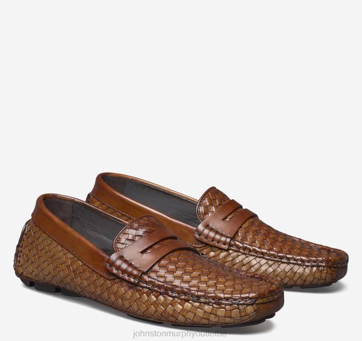 Johnston & Murphy Hommes penny tissé dayton TXRN242 chaussures cuir de veau italien marron