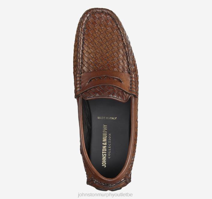 Johnston & Murphy Hommes penny tissé dayton TXRN242 chaussures cuir de veau italien marron