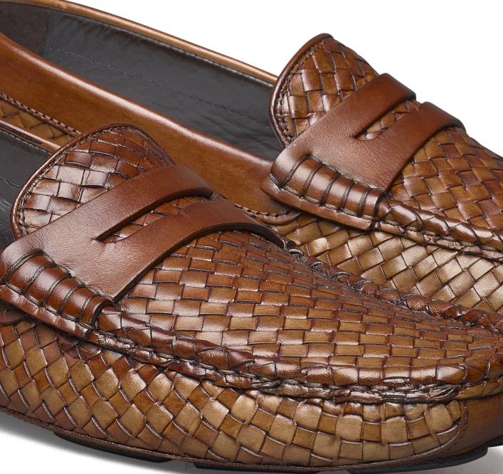 Johnston & Murphy Hommes penny tissé dayton TXRN242 chaussures cuir de veau italien marron