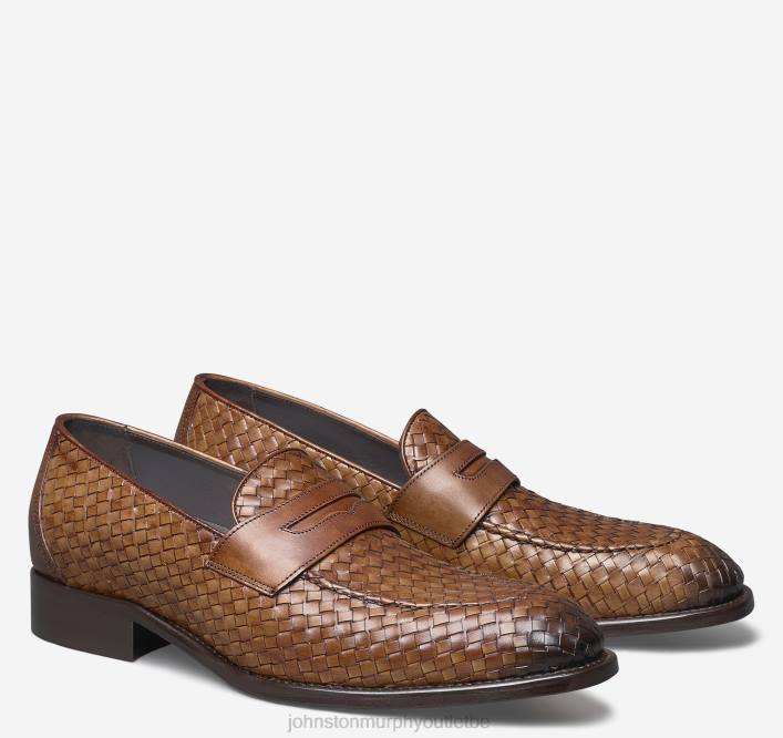 Johnston & Murphy Hommes penny tissé ellsworth TXRN277 chaussures cuir de veau italien marron
