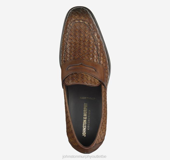 Johnston & Murphy Hommes penny tissé ellsworth TXRN277 chaussures cuir de veau italien marron