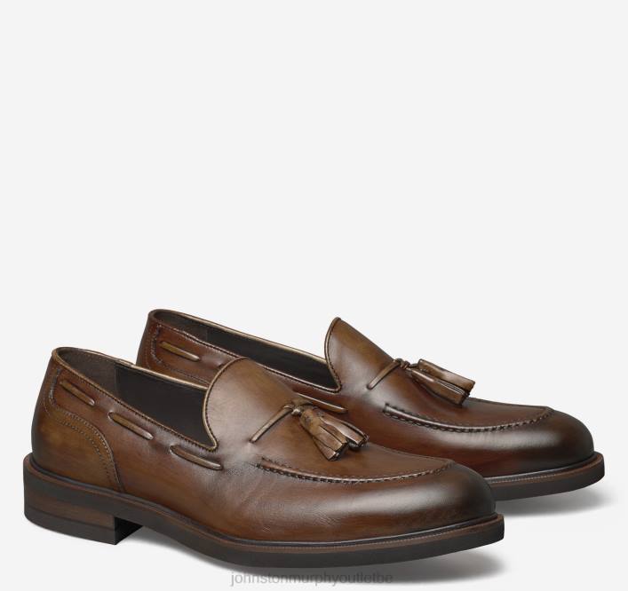 Johnston & Murphy Hommes pompon Hartley TXRN385 chaussures cuir de veau italien marron