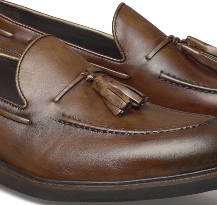 Johnston & Murphy Hommes pompon Hartley TXRN385 chaussures cuir de veau italien marron