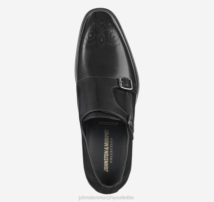 Johnston & Murphy Hommes sangle de moine à double boucle ellsworth TXRN371 chaussures cuir de veau italien noir