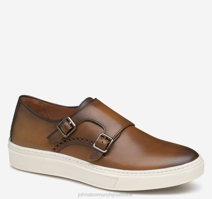 Johnston & Murphy Hommes sangle de moine à double boucle hollins TXRN240 chaussures beige pleine fleur