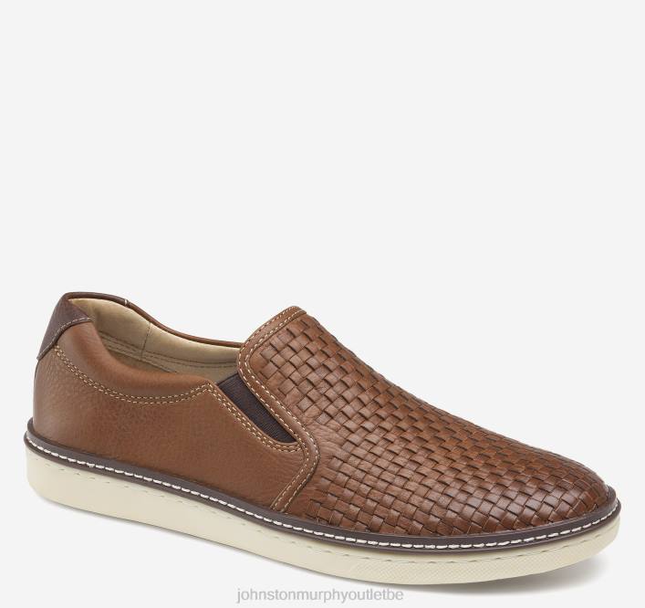 Johnston & Murphy Hommes slip-on tissé mcguffey TXRN12 chaussures cuir pleine fleur beige
