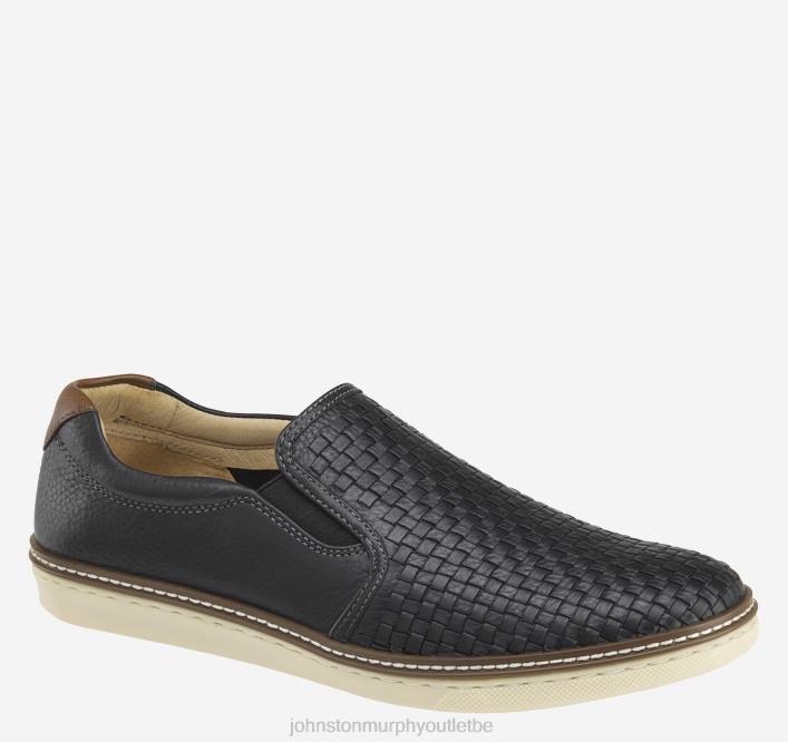 Johnston & Murphy Hommes slip-on tissé mcguffey TXRN34 chaussures cuir pleine fleur noir