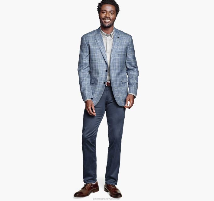 Johnston & Murphy Hommes blazer à carreaux TXRN605 vêtements bleu clair