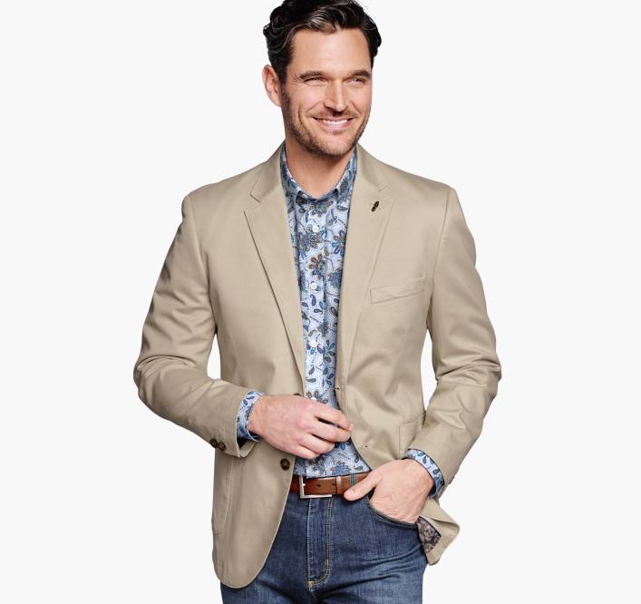 Johnston & Murphy Hommes blazer en coton lavé TXRN543 vêtements pierre