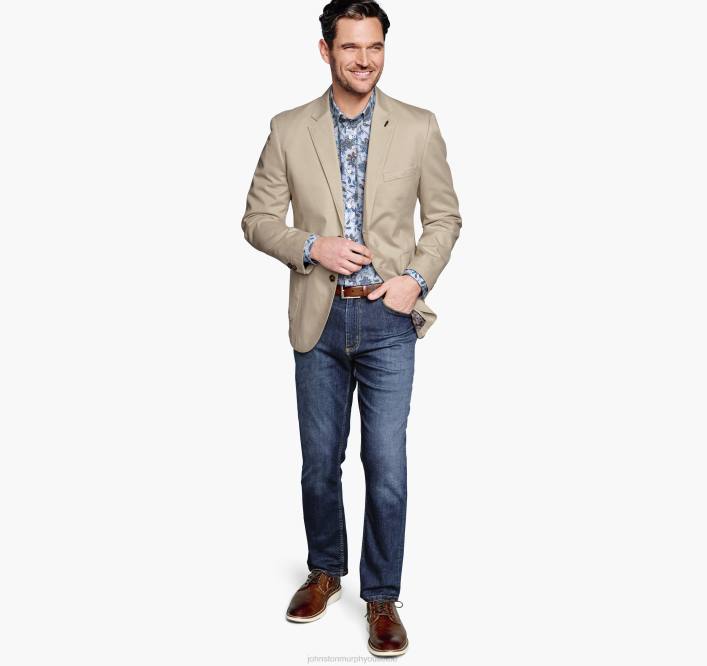 Johnston & Murphy Hommes blazer en coton lavé TXRN543 vêtements pierre