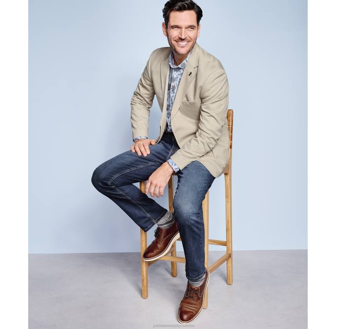 Johnston & Murphy Hommes blazer en coton lavé TXRN543 vêtements pierre