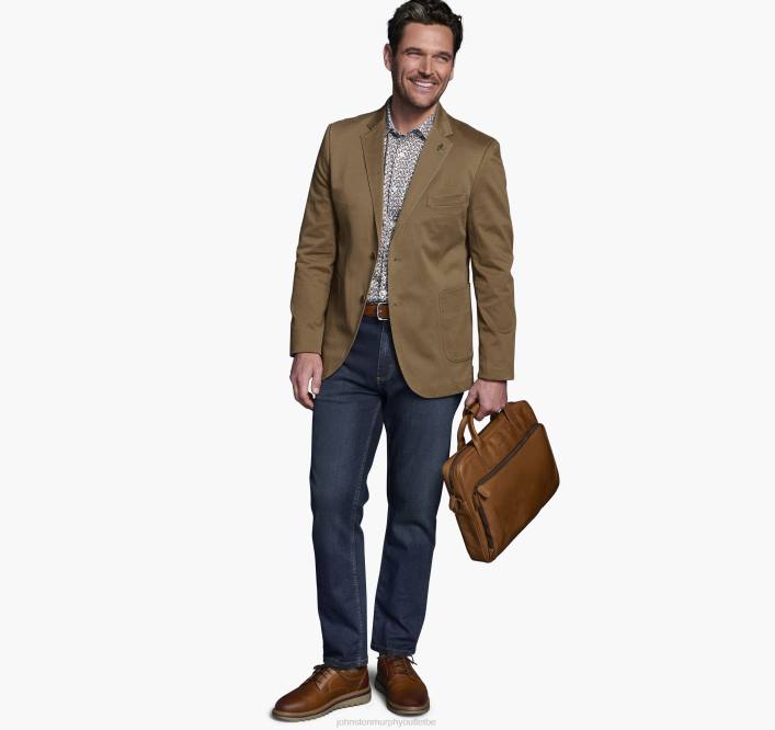 Johnston & Murphy Hommes blazer en coton lavé TXRN621 vêtements brun