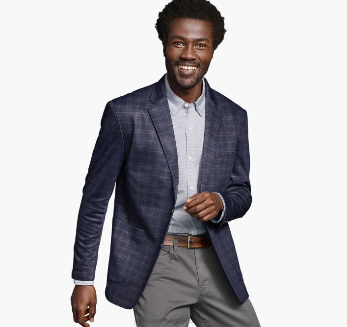 Johnston & Murphy Hommes blazer en tricot flexible xc TXRN632 vêtements carreaux de fenêtre bleu marine