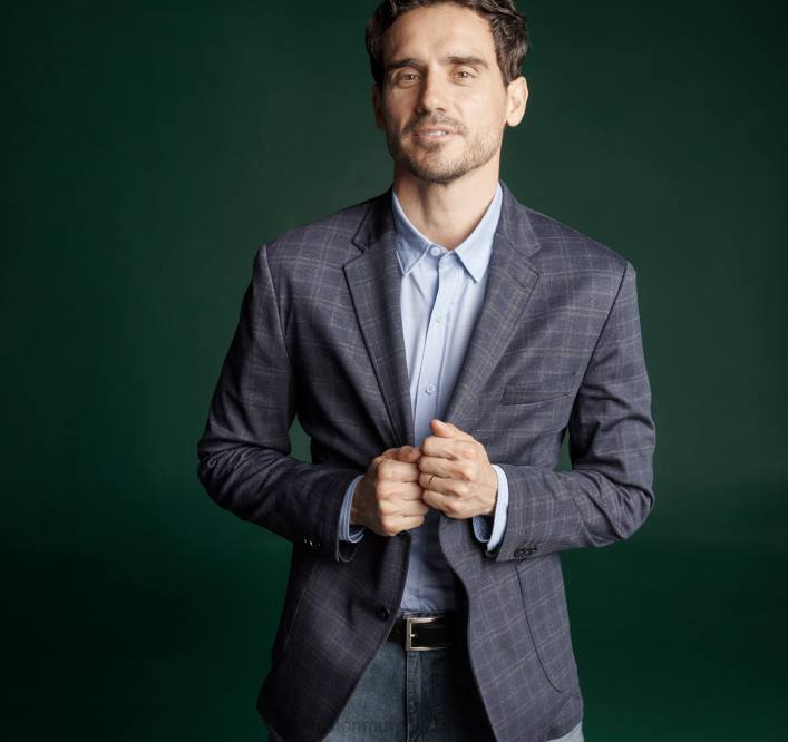 Johnston & Murphy Hommes blazer en tricot flexible xc TXRN632 vêtements carreaux de fenêtre bleu marine