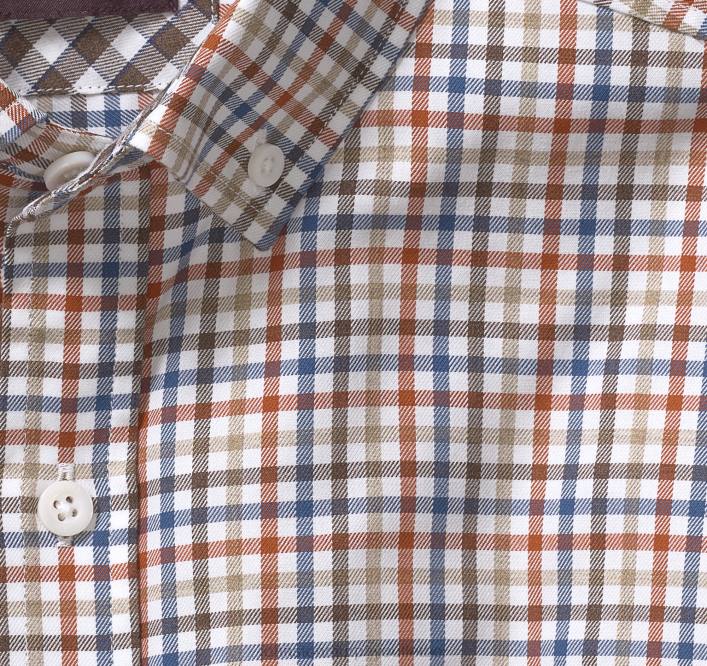 Johnston & Murphy Hommes chemise à carreaux à manches longues TXRN708 vêtements plaid superposé orange/bleu